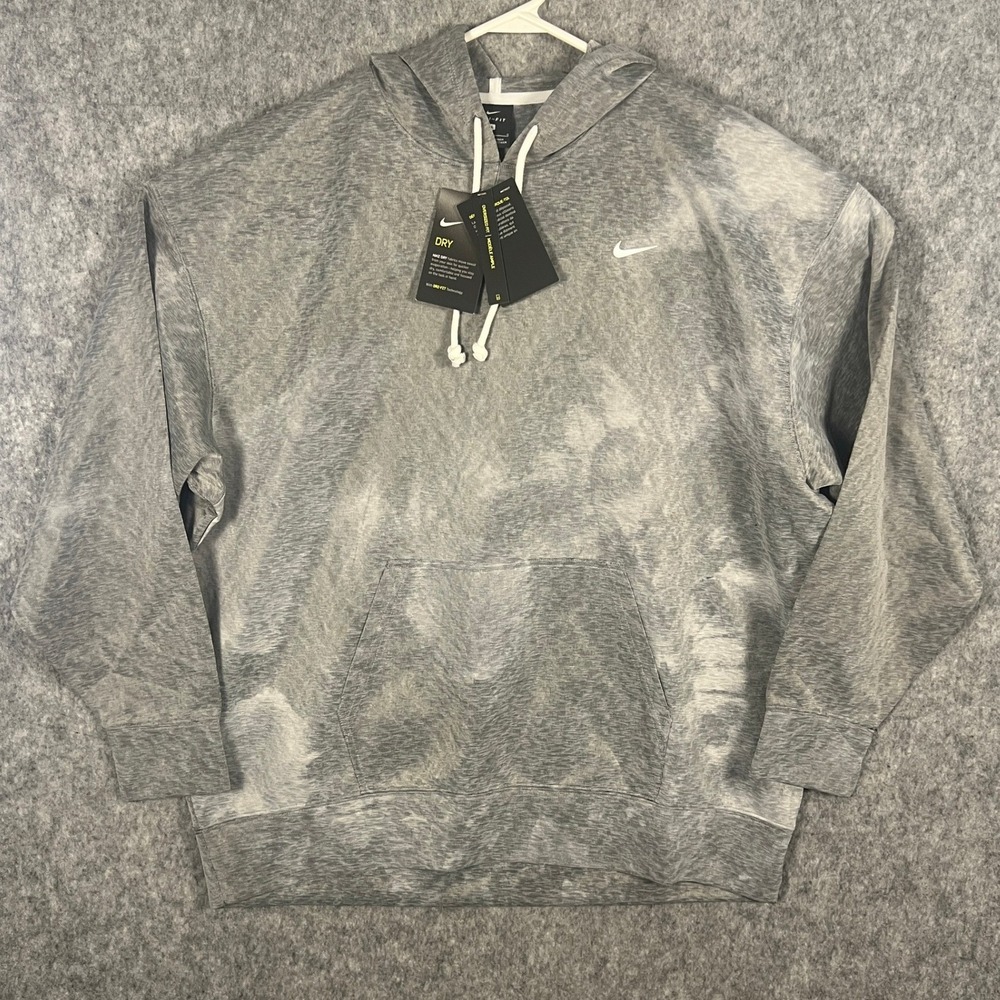 Nike Women's Dri-FIT Oversized Training Hoodie Grey Acid Wash DA0923-010 L